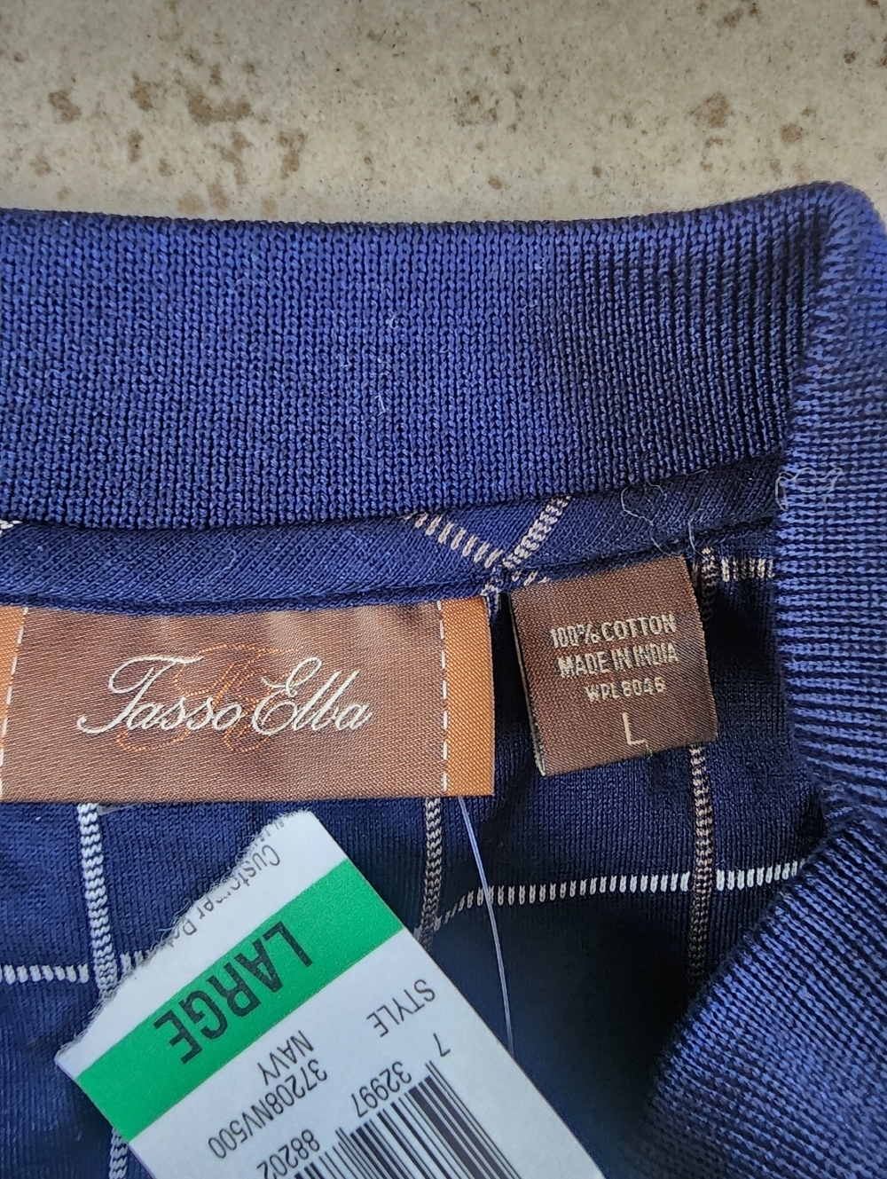 Tasso Elba Navy Windowpane Polo - Picture 3 of 4